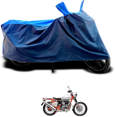 CODOKI Waterproof Two Wheeler Cover for Royal Enfield(Bullet Trials 350, Black, Blue)