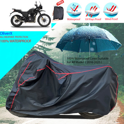 OliverX Waterproof Two Wheeler Cover for Royal Enfield(Himalayan, Black)