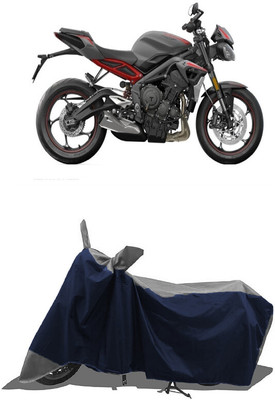 SUGASHRI Waterproof Two Wheeler Cover for Triumph(Street Triple RS BS6, Grey, Blue)