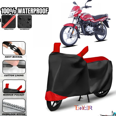 TENNYCER Waterproof Two Wheeler Cover for Bajaj(Platina 100 DTS-i, Red, Black)