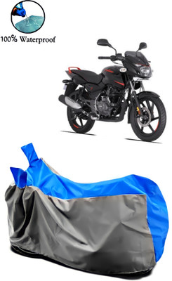 Autofly Waterproof Two Wheeler Cover for Bajaj(Pulsar 125, Grey, Blue)