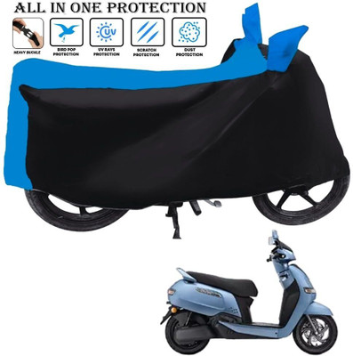 AutoGalaxy Waterproof Two Wheeler Cover for TVS(iQube, Black, Blue)