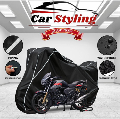 Car Styling Waterproof Two Wheeler Cover for TVS(Apache RTR 180, Black, White)