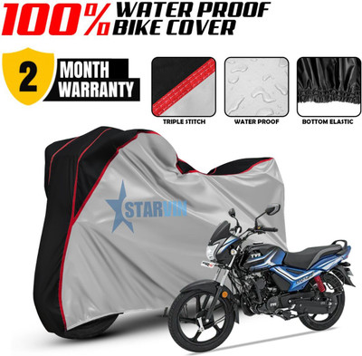 Starvin Waterproof Two Wheeler Cover for TVS(Star City BS6, Silver, Black)