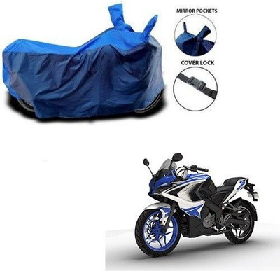 DeepShakshi AUTOMOTIVE Waterproof Two Wheeler Cover for Bajaj(Pulsar RS 200, Blue, Blue)