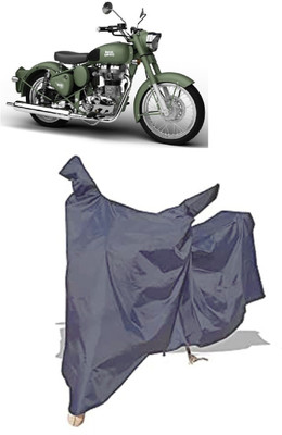 Amexride Two Wheeler Cover for Royal Enfield(Battle Green, Grey)