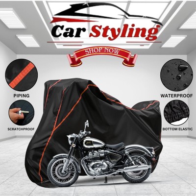 Car Styling Waterproof Two Wheeler Cover for Royal Enfield(650GT BS6, Black, Red)