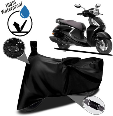 ROYAL AUTO MART Waterproof Two Wheeler Cover for Yamaha(Fascino 125, Black)