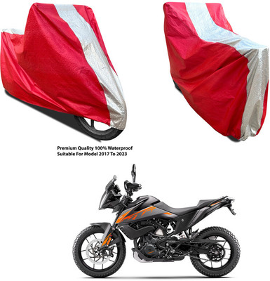 AutoGalaxy Waterproof Two Wheeler Cover for KTM(390 Adventure BS6, Silver, Red)