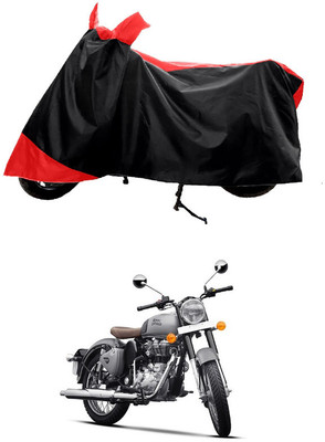 GROFATIK Two Wheeler Cover for Royal Enfield(Classic Gunmetal, Red)