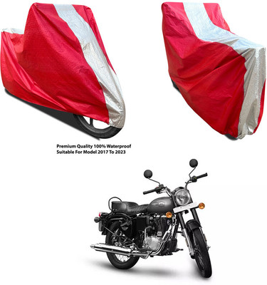 AutoGalaxy Waterproof Two Wheeler Cover for Royal Enfield(Bullet Electra Twinspark, Silver, Red)