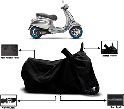 Amexride Two Wheeler Cover for Vespa(Piaggio Elettrica BS6, Black)