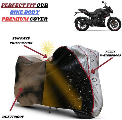 kerwa Waterproof Two Wheeler Cover for Bajaj(Pulsar 250, Black, Silver)