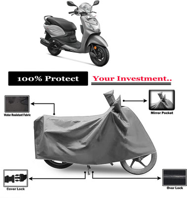 Amexride Two Wheeler Cover for Hero(Pleasure Plus, Grey)