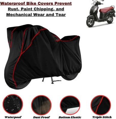 Autohaux Waterproof Two Wheeler Cover for Suzuki(New Access 125, Black, Red)