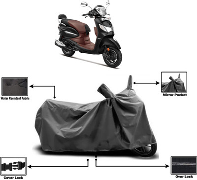 Amexride Two Wheeler Cover for Hero(Pleasure Plus, Grey)