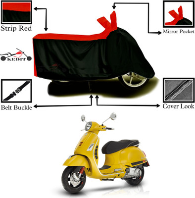 AASHTIK MART Two Wheeler Cover for Vespa(VXL 150 BS6, Red, Black)