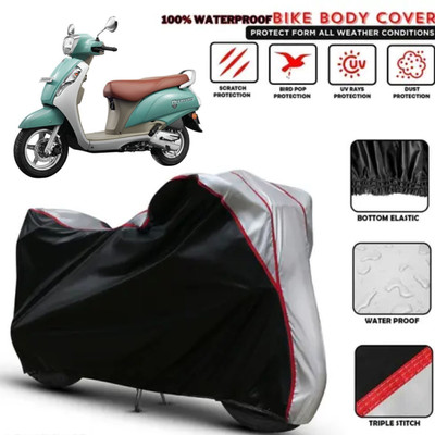 Shiv Kanha Waterproof Two Wheeler Cover for Suzuki(Access 125, Black, Silver)
