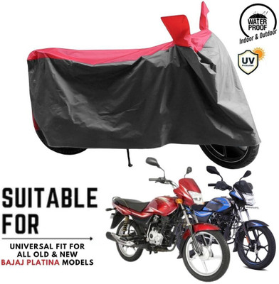 ZAQE Waterproof Two Wheeler Cover for Bajaj(Platina 100 BS6, Grey, Red)
