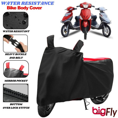 BigFly Two Wheeler Cover for Hero Electric(Electric Scooter, Black, Red)