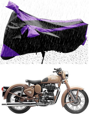 MMSSTAR Waterproof Two Wheeler Cover for Royal Enfield(Classic Desert Storm, Purple, Black)