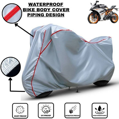 LE PRA Waterproof Two Wheeler Cover for KTM(RC 390, Silver, Red)