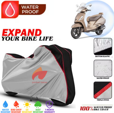 pocket bazar Waterproof Two Wheeler Cover for TVS(Jupiter, Silver, Black)