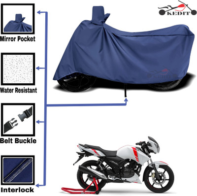 KEDIT Two Wheeler Cover for TVS(Apache RTR 180, Blue)