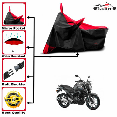 KEDIT Two Wheeler Cover for Yamaha(FZ S V3, Red, Black)