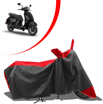 ANTHUB Waterproof Two Wheeler Cover for Bajaj(New Chetak, Black, Red)