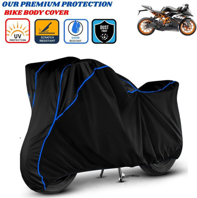 Delphinium Waterproof Two Wheeler Cover for KTM(RC 125, Black, Blue)