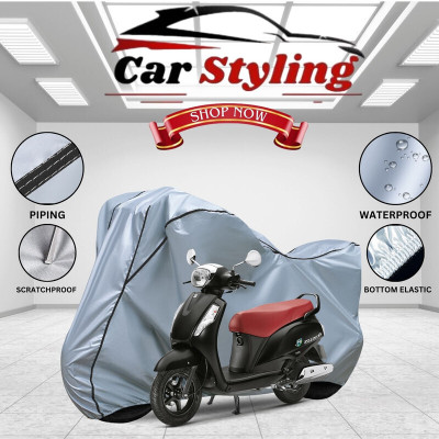 OliverX Waterproof Two Wheeler Cover for Suzuki(New Access 125, Silver, Black)