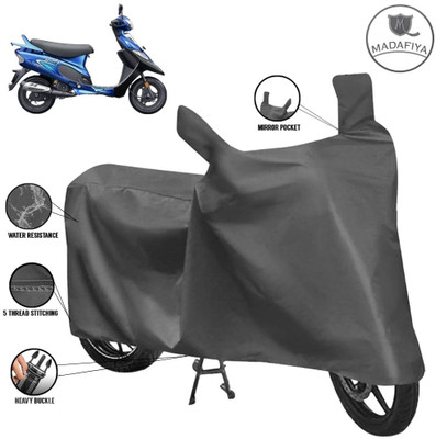 MADAFIYA Waterproof Two Wheeler Cover for TVS(Scooty Pep Plus, Grey)