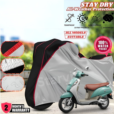 OliverX Waterproof Two Wheeler Cover for Suzuki(Access 125, Silver)