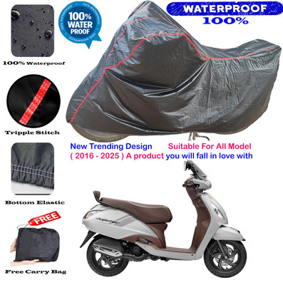 AutoGalaxy Waterproof Two Wheeler Cover for TVS(Jupiter classic, Black, Red)