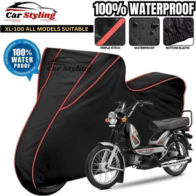 Car Styling Waterproof Two Wheeler Cover for TVS(XL 100, Black, Red)