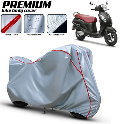 brandroofz Waterproof Two Wheeler Cover for Suzuki(Access, Black, Silver)