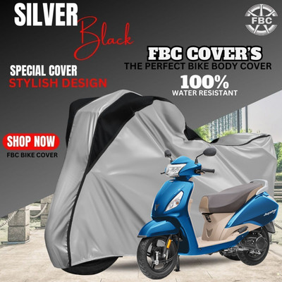 FBC Waterproof Two Wheeler Cover for TVS(Jupiter Grande BS6, Black, Silver)