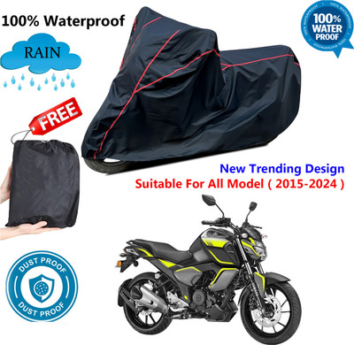 AUTOCAD Waterproof Two Wheeler Cover for Yamaha(FZ S V3.0 FI, Black, Red)
