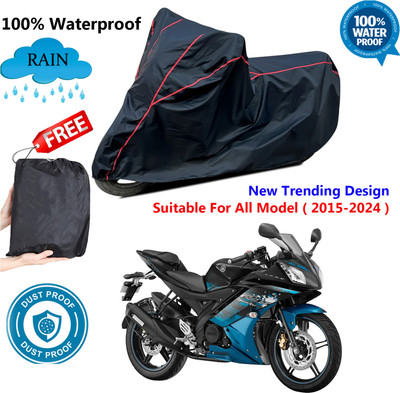 OliverX Waterproof Two Wheeler Cover for Yamaha(YZF R15 Ver 2.0, Black, Red)