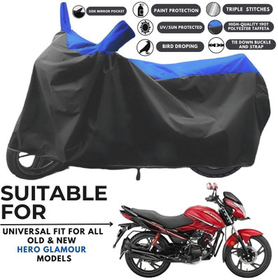 ZAQE Two Wheeler Cover for Hero(Glamour i3s, Black, Blue)