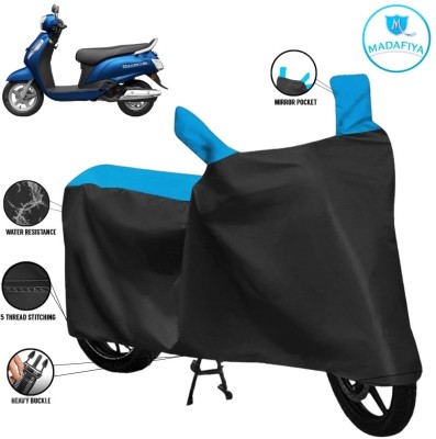 MADAFIYA Waterproof Two Wheeler Cover for Suzuki(Access 125, Black, Blue)