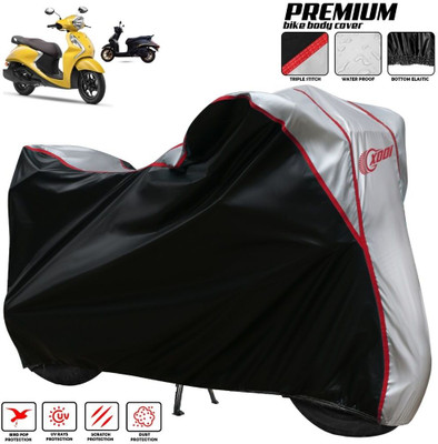 xodi Two Wheeler Cover for Yamaha(Fascino 125, Silver, Black)