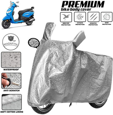 MADAFIYA Two Wheeler Cover for Hero(Pleasure Plus, Silver)