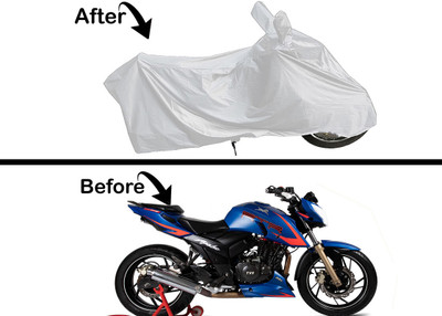 Archistylo Waterproof Two Wheeler Cover for TVS(Apache RTR 200, Silver)
