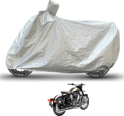 Caronix Waterproof Two Wheeler Cover for Royal Enfield(Classic Chrome, Silver)