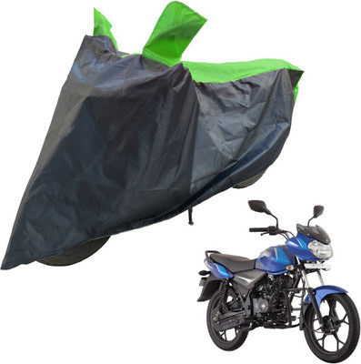 RiderShine Two Wheeler Cover for Bajaj(Discover 110, Black, Green)