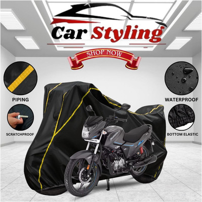 Car Styling Waterproof Two Wheeler Cover for Hero(Glamour, Black, Yellow)