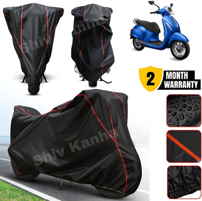 AutoGalaxy Waterproof Two Wheeler Cover for Bajaj(Chetak, Black, Red)