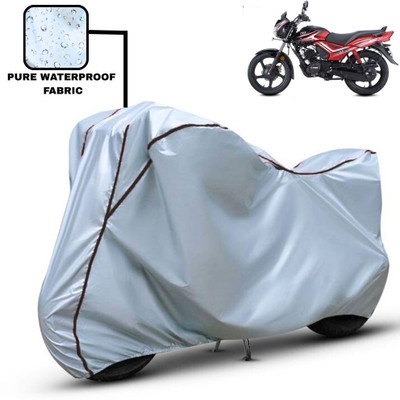 Delphinium Waterproof Two Wheeler Cover for TVS(Star City Plus, Silver, Black)